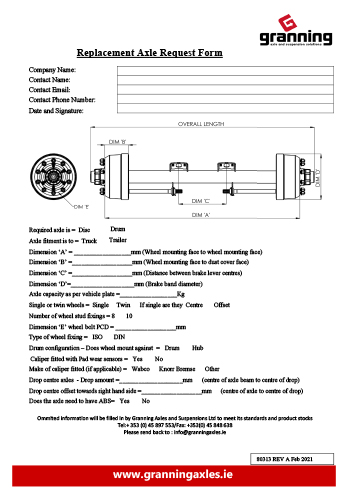 Replacement Axle Request Form