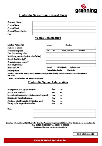 Hydraulic Suspension Form