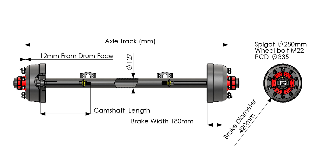 Granning Drum Brake Axles 100 series