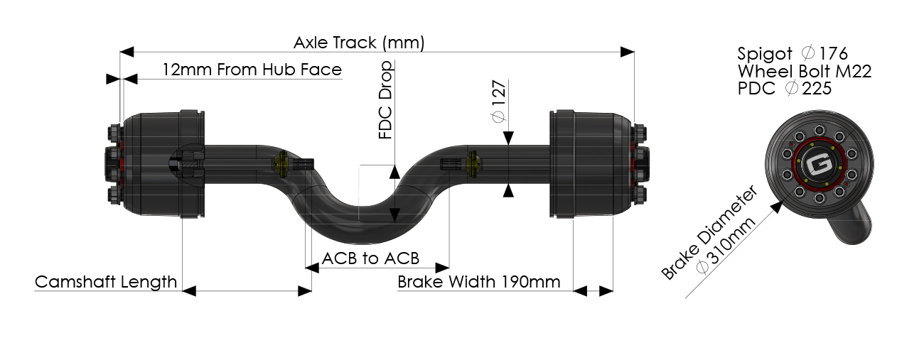 Granning Drum Brake Axles 400 series Heavy Duty Granning Drum Brake Axles 400 series Heavy Duty