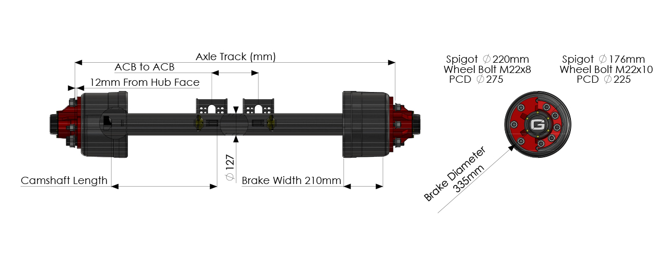 Granning Drum Brake Axles 900 series Granning Drum Brake Axles 900 series
