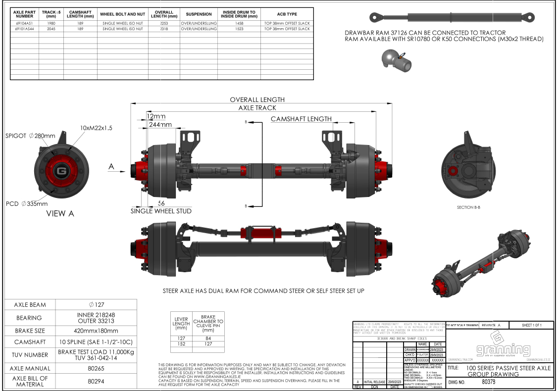 Steer Axles 100 Series (Passive Steer)