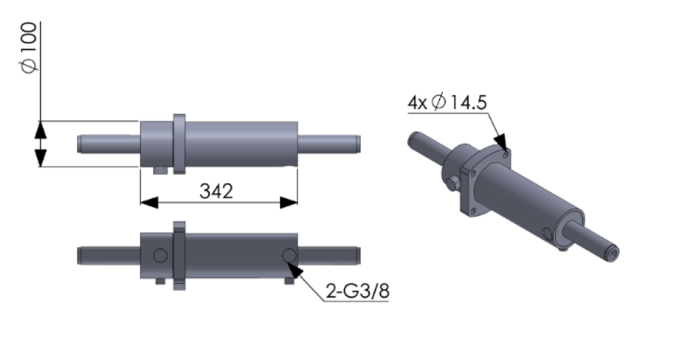 37253- Forced steer hydraulic ram. 37253- Forced steer hydraulic ram.